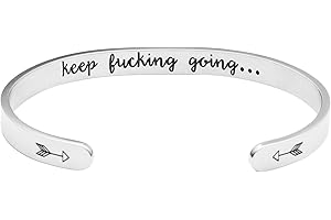 JoycuFF Women Bangle Bracelet Cuffs Open White Inspirational Girls Jewelry Engraved Encourage Mantra