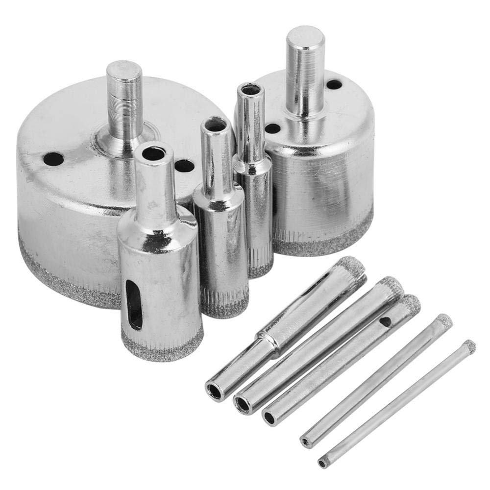 3-50mm 10 Pcs Diamond Coated Hollow Drill Bits Hole Saw Extractor Remover DIY Hand Tools for Glass Ceramic Marble Tiles Porcelain