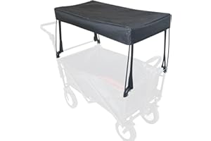 YEEDOIDO C2 Canopy for Wagon Attachment, Awning Shade Cover for Kids Folding Collapsible Beach Utility Push Pull Wagon Cart Replacement Waterproof Removable Foldable Portable Black