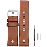 ZHUOLEI Diesel Watch Band Replacement Calfskin Leather Watch Strap with Tool 24mm 26mm 28mm Replacement for Diesel Watches Men