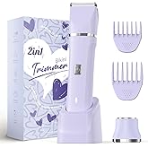Risina Bikini Trimmer for Women - Wet/Dry Womens Electric Shaver for Legs, Replaceable Body Hair Blade Heads&Hair Remover for Face Head, No Nick, No Cut, No Razor Burn, Purple