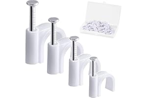 400pcs Cable Nail Clips, 4 Size (4/6/8/10mm) Durable Round Nails Cable Clips, Wire Tidy Clips Pins Cable Tacks for Ethernet, 