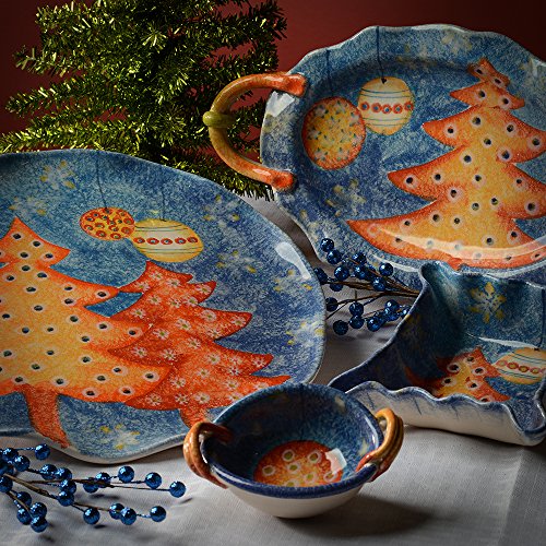 Holiday Dinnerware Collection – Natale Small Bowl with Handles w/Hand  Painted Reindeer Art – Winter Wonderland