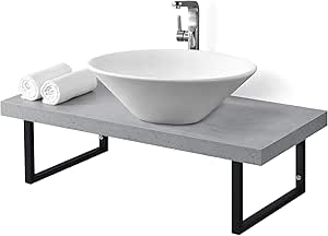 Neuhaus Encimera de Lavabo 100 x 45 x 30 cm Toallero Estante de Baño Tablero de Pared para Lavabo con Soporte de Metal Mueble de Baño Efecto hormigón