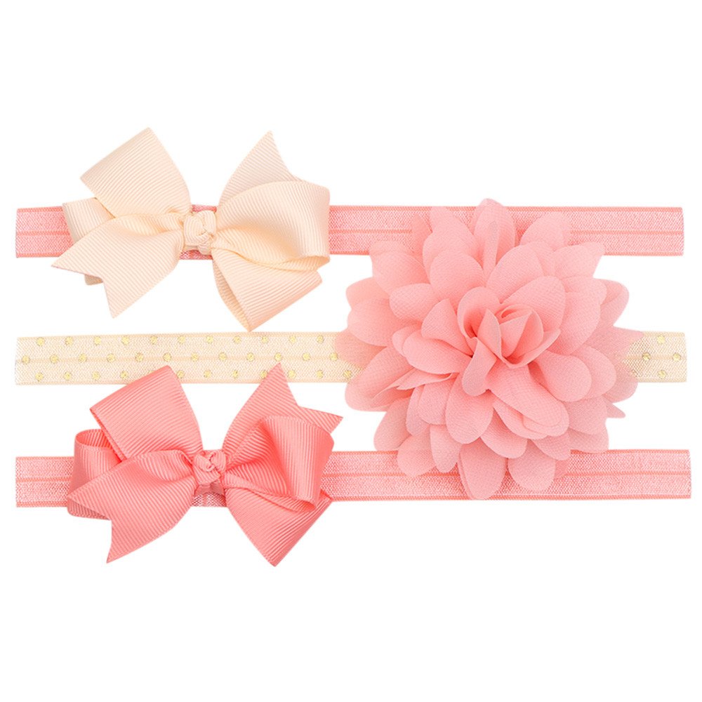 3pcs Cute Baby Girls Bowknot Floral Headband Hairband Newborn Baby
