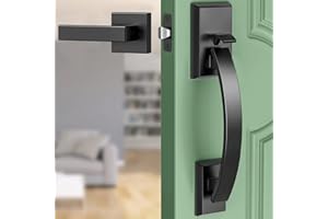 Floresita Front Door Handle Black Adjustable12.7in Heavy Exterior Entry Handle Reversible