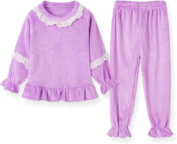 Kids Pajamas Sets Flannel Sleepwear Girls Long Sleeve Baby Suit Lavender Amazon.co.uk Clothing