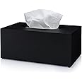 Essentra Home Rectangular Tissue Box Cover – Heavy Facial Tissue Box Cover with Modern Matte Black Finish – Matte Black Collection