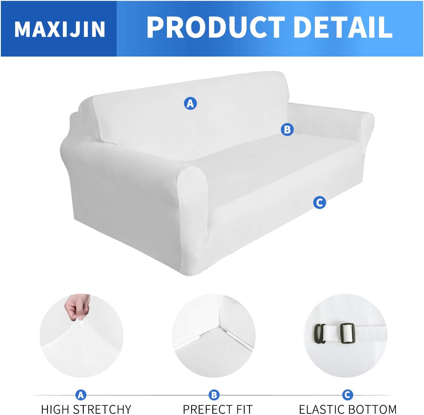 MAXIJIN Thick Velvet Sofa Covers 3 Seater Super Stretch Non Slip Couch Cover for Dogs Cat Pet Friendly 1-Piece Elastic Furniture Protector Plush Sofa Slipcovers (3 Seater - Image 4