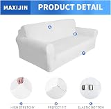 MAXIJIN Thick Velvet Sofa Cover 3 Seater Elastic Non Slip White view 3