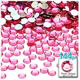 The Crafts Outlet 144-Piece Flat Back Round Rhinestones, 7mm, Hot Pink/Rose