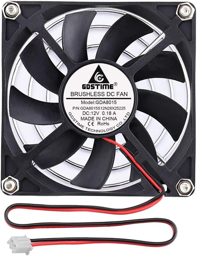 GDSTIME 12V 80mm Fan 80 x 15mm PC Cooling Fan 2Pin 8CM Small Case Cooler 2800 RPM Axial Cooling For Router Game Console Cabinet DVR Exhaust Ventilation Replacement