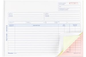 Blueline Invoices 50 Numbered Carbonless Triplicates Bilingual 5-3/8-Inchx8-Inch (DCB37)