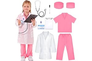Liberry Doctor Costumes for Kids, Toddler Dress Up Clothes with Real Stethoscope, Christmas Pretend Play Gift for Girls