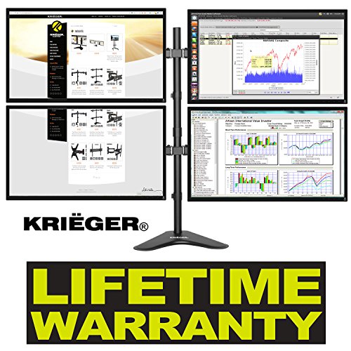 KRIËGER KL4327N • Quad Monitor Desk Stand Mount Full Motion Articulating Arm 4 LCD, OLED, 4K Computer Displays, Fits 17, 19, 20, 22, 23, 24, 27 - Thumbnail 6