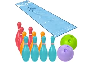 Wensdr Mini Bowling Set for Family, Indoor & Outdoor Home Bowling Set, Bowling Alley Set with Long Lane, Bowling Pins & Ball 