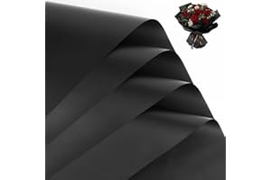 FUHITIM 20 Sheets Flower Wrapping Paper - Waterproof Floral Bouquet Packaging Paper for DIY Crafts，Florist Supplies Packaging Paper for Wedding Birthday Gift (Misty Black)