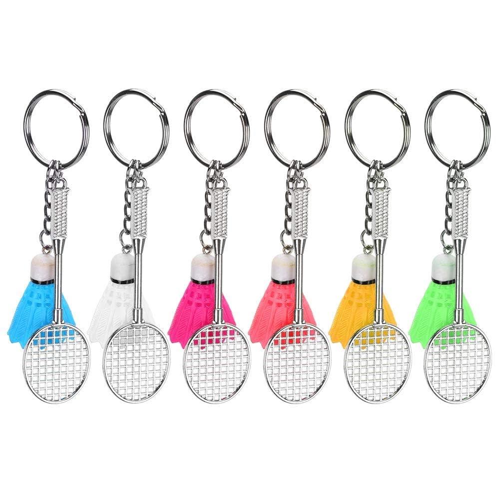 Mini Badminton Holdall Keychain Key Ring 6Pcs Badminton Keyrings, Mini Shuttlecock Keyrings With Racket, Sports Keyring For Badminton Lovers Badminton Key Chain Car Bag Pendant Keyring Gift