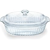 Luvan 2.8L/3Qt Glass Casserole Dish with Lid and Handle, Clear Lead-Free Glass Baking Dish Casserole Cookware, Oven and Micro