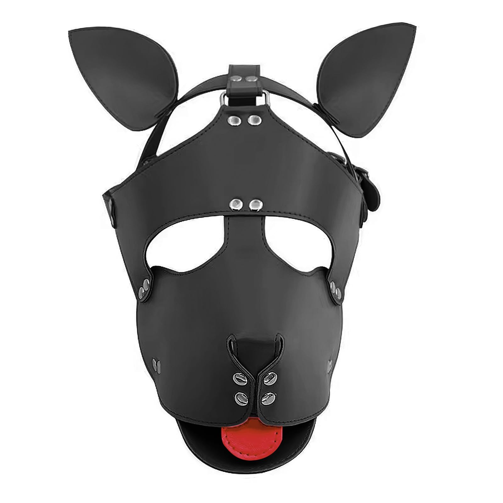 Me Women Sexy Dog Full Face Mask Steampunk Rivets PU Leather Halloween Cosplay Raves Night Club Masquerade Animal Puppy Mask Honeymoon Valentine's Day Face Decorative Costume Props Accessory