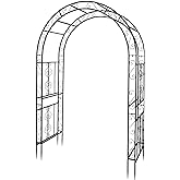 Outvita 7FT Garden Arch Arbor, Heavy Duty Metal Arbour Archway, Decorative Frame Stand Trellis with 7 Inch Ground Stakes for 