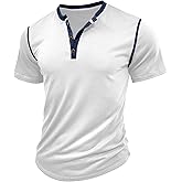 HOTake Men's Henley Shirts Short Sleeve Fitted Cotton Muscle T-Shirt with Button