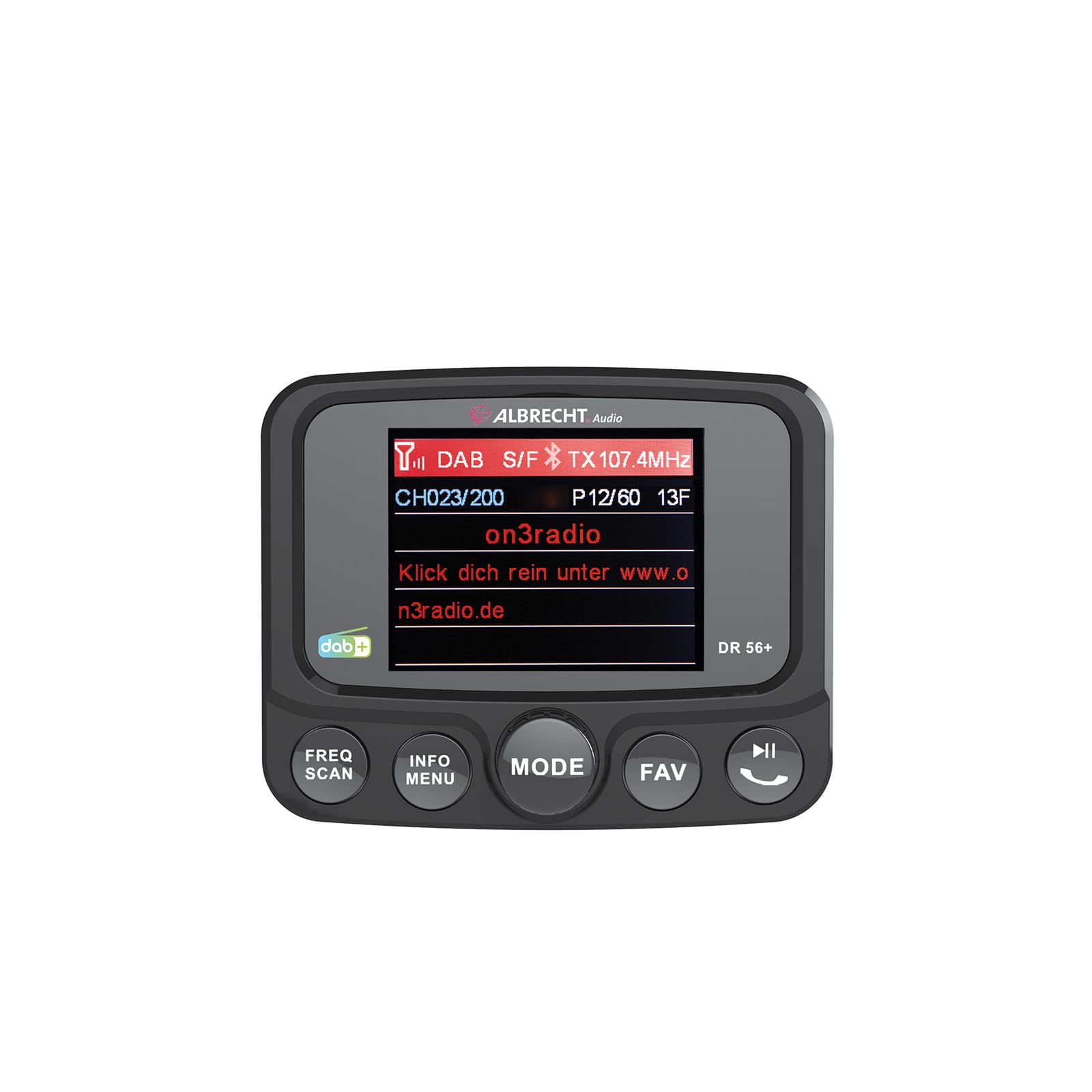 Albrecht DR56+ Car Radio Upgrade Adapter 27256 FM Transmitter for DAB+ Transmitter and Bluetooth Connection from Smartphone to FM Radio