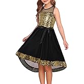 GRACE KARIN Girls Sequin Party Formal Dress Wedding Guest Sparkle Fancy Birthday Tulle High Low Prom Dresses 6-14 Years