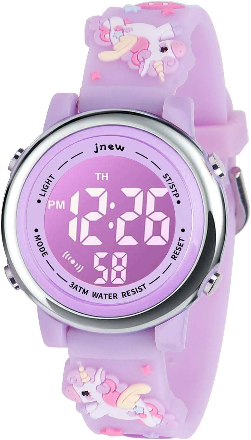 Kids Watch 3D Cartoon Toddler Wrist Digital Watch Waterproof 7 Color Lights with Alarm Stopwatch for 3-10 Year Boys Girls Little Child