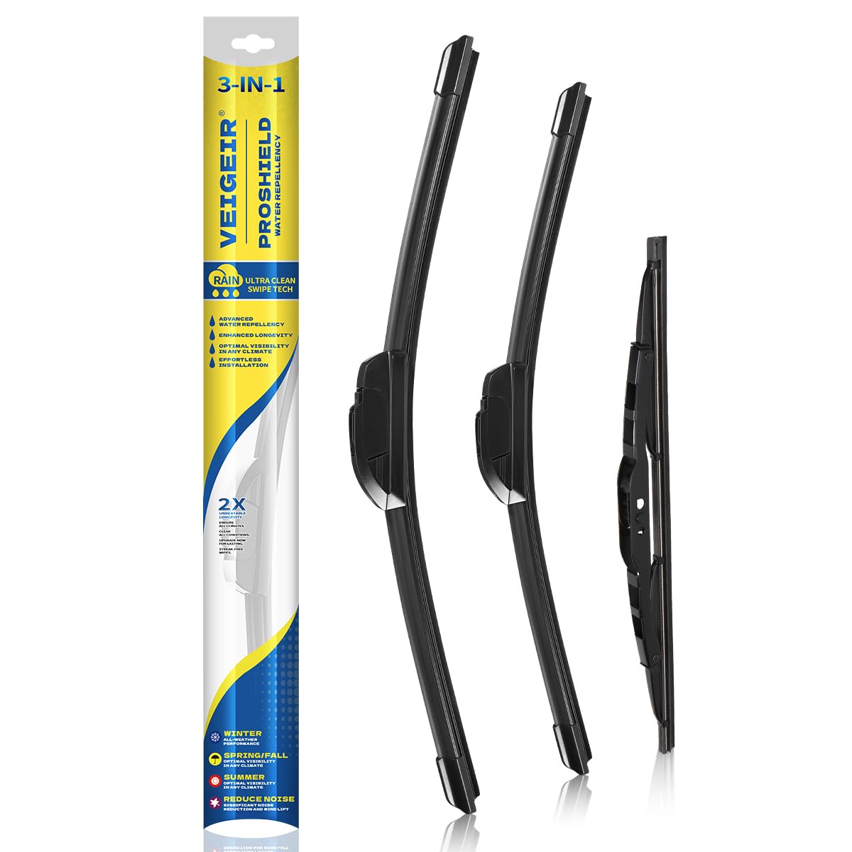 Photo 1 of 3 Pack Windshield Wiper Blades Compatible with Chevrolet Chevy Equinox 2018 2019 2020 2021 2022 2023 Original Factory Quality Front Rear Wipers Blade Set for My Car - 24" 18" 13"