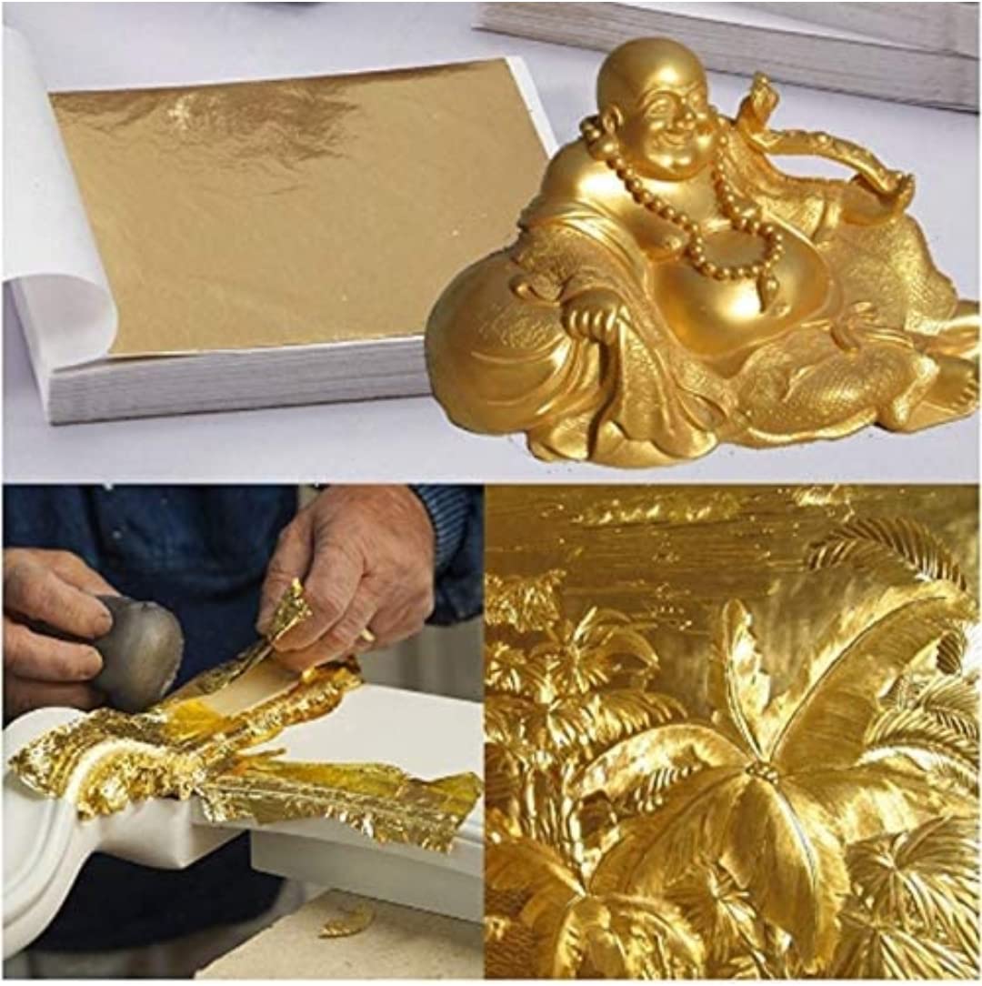 Sgls gold leaf foils 6×6 size (100 gold foils sheets) premium quality for tanjore painting mysore painting etc
