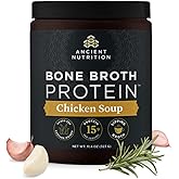 Ancient Nutrition Bone Broth Protein Powder, Chicken Soup, Grass-Fed Chicken and Beef Bone Broth Powder, 15g Protein Per Serving, Supports a Healthy Gut, 15 Servings