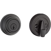 Kwikset 980 Deadbolt Lock, Matte Black Round Exterior Keyed Front Entry Door, Pick Resistant SmartKey Rekey Security, Single Cylinder Dead Bolt, with Microban Protection