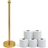 Wismay Toilet Paper Holder Stand for Max 5 Paper Rolls, Freestanding TP Holder, Roll Holder Storage, Stainless Steel - Gold