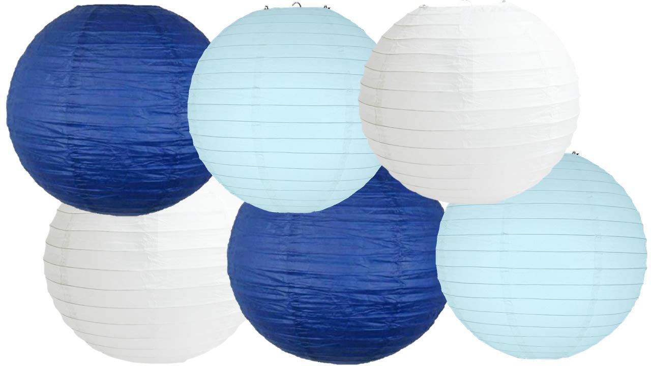 Paper Lanterns Mix Color Packs of 6 Round Paper Lanterns Lampshade Party Decorations (Royal Blue Shade, 10" (25 Cm))