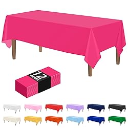 Kopokita 12PCS Hot Pink Plastic Tablecloths 54 x