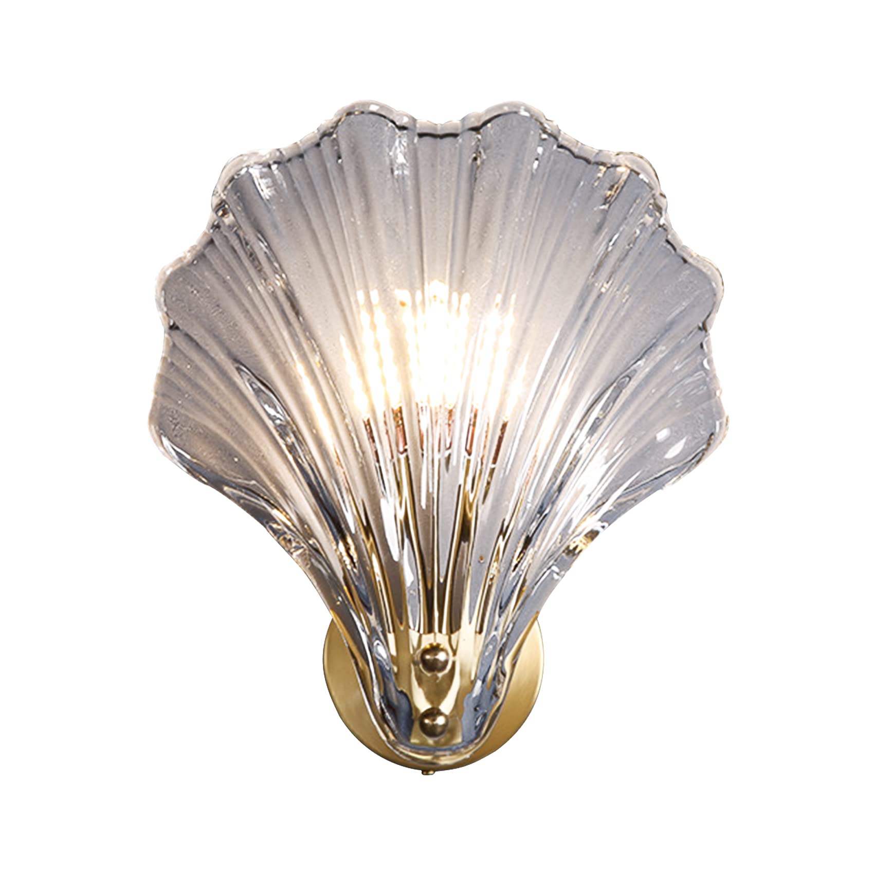 KRIPINC Indoor Shell Shaped Wall Sconce, E14 Glass Wall Lights, Art Deco Wall Mounted Lamp, Modern Wall Lights for Living Room Bedrooms Bedside (Transparent)