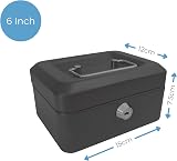 Cathedral Products Key Lockable Cash Box 6 Inch with Lift Out Tray Black view 2