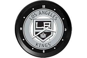The Fan-Brand NHL Los Angeles Kings: Ribbed Frame Wall Clock - Sports Team Bar Sign Décor - Home Man Cave, Party Decoration - Made On Demand