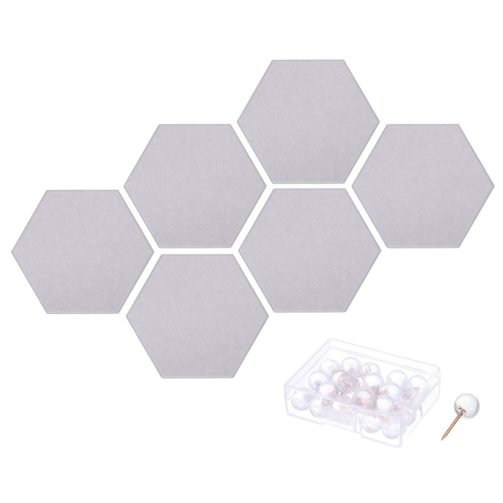 DMiotech 6 Pack 12x10 Inch Gray Felt Bulletin Board Memo Notice Hexagon Felt Board with Pins for Office Home Classroom Decor