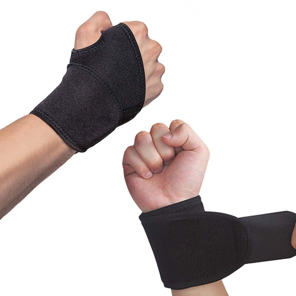 Hually Wrist Support,(2 Pack) Adjustable Wrist Brace with Hook-and-Loop Design, Breathable Wrist Wrap Band Offer Hand Support for Fitness, Bench Press, Weightlifting -One Size Fits Left or Right Hand