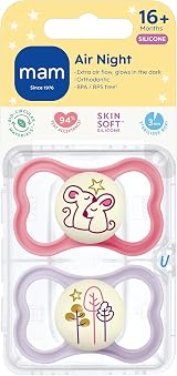 MAM Air Night Soother 18-36 Months 2 Pack Glow in The Dark Pink view 2