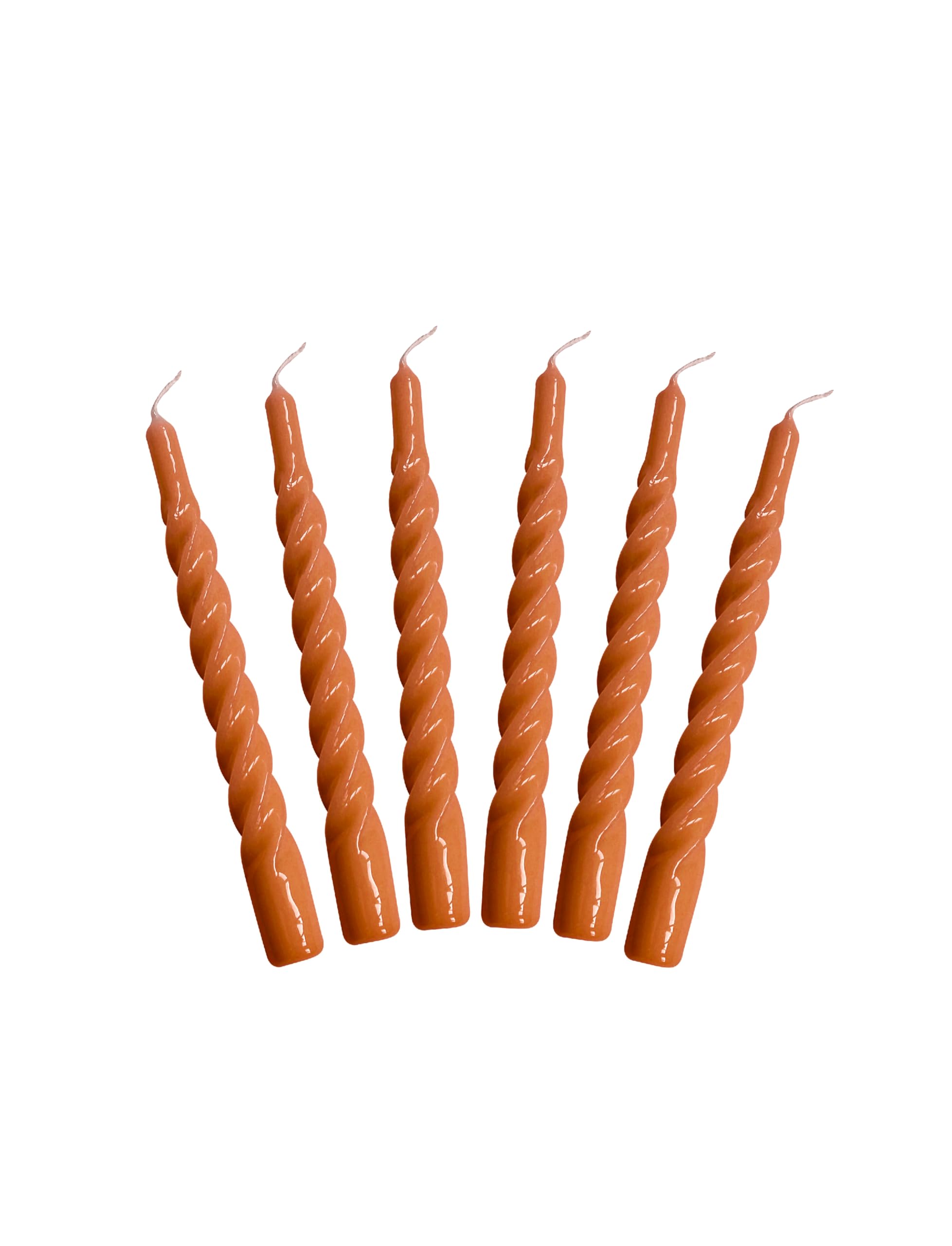 Candles with a Twist®, Made in Italy, 25 Colours Available, Dinner Candles, Twisted Candles Long Burning 5 Hours, Tapered Candles, Lacquered, Unscented Candle Gift Set, 6 pcs. 2.2 x 21cm (Terracotta) — image 1