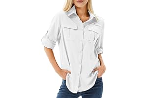 Toumett Women's UPF 50 Long Sleeve UV Sun Protection Safari Shirts Outdoor Quick Dry Fishing Hiking Travel Shirts