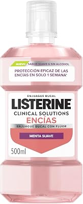 Clinical Solutions Encías Sabor Suave (1x500 ml), enjuague bucal con flúor que protege las encías, enjuague bucal sin alcohol sabor Menta Suave, colutorio encías con 60% más de zinc
