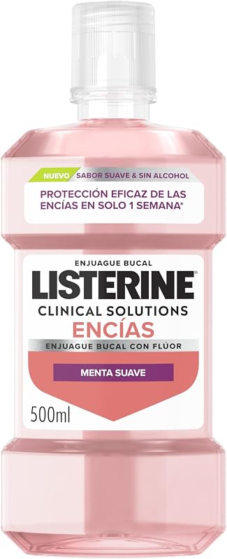 Clinical Solutions Encías Sabor Suave (1x500 ml), enjuague bucal con flúor que protege las encías, enjuague bucal sin alcohol sabor Menta Suave, colutorio encías con 60% más de zinc — foto 1 de 7