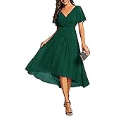 Ever-Pretty Women's Summer Chiffon Pleated V-Neck Short Cocktail Dresses Semi Formal Wedding Guest Dress 01923
