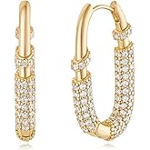 MYEARS Women Earrings Gold Huggie U Hoop 14K Gold Plated Small Simple Hypoallergenic Everyday Jewelry
