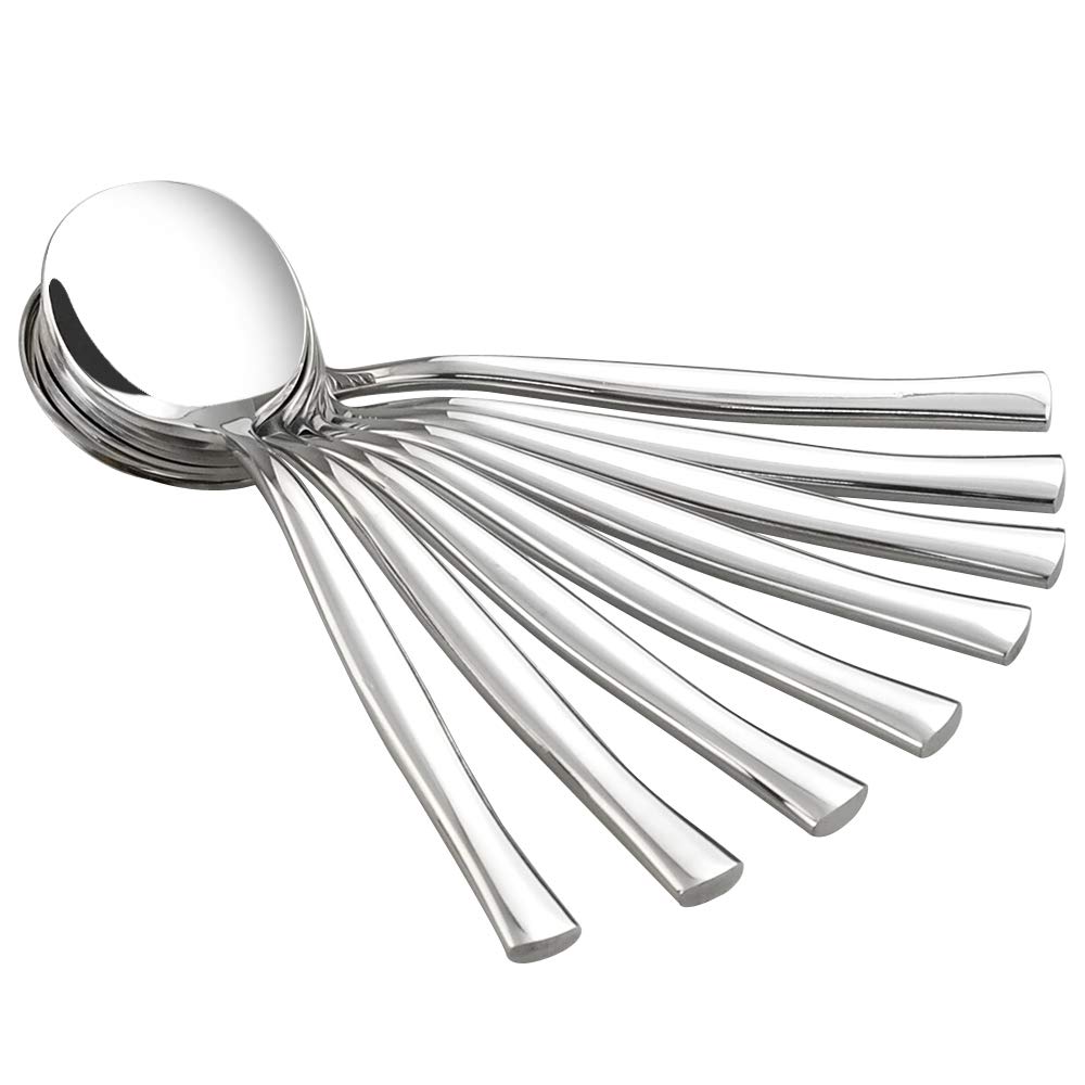 Idomy Round Soup Spoon, Stainless Steel Bouillon Spoon, Set of 12