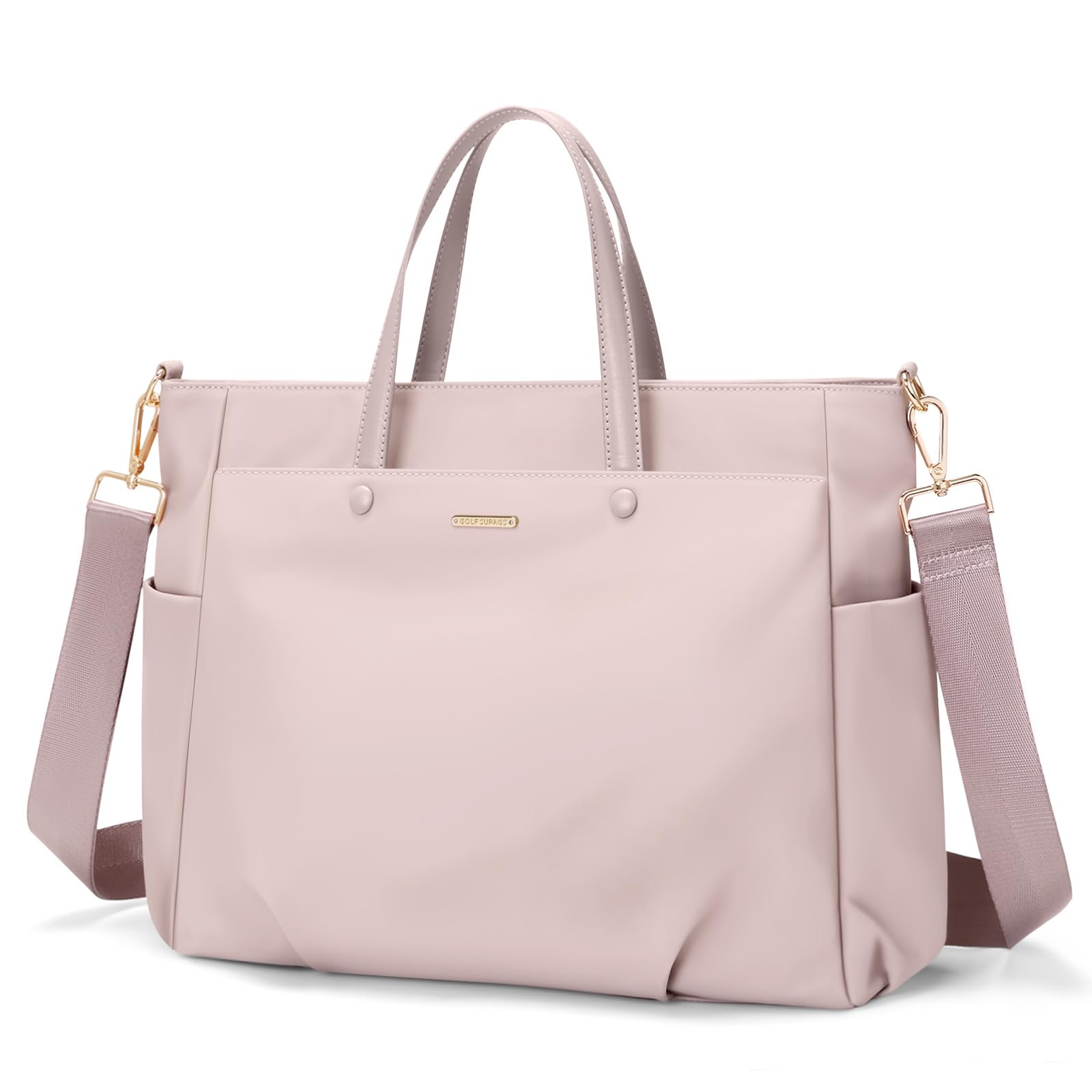 Photo 1 of **reference img**Laptop Shoulder Bag 14 Inch, Computer Shoulder Bag Large Work Tote Bag for Women, Laptop Carrying Case Stylish Handbag for Business Travel (Pinkish Grey)